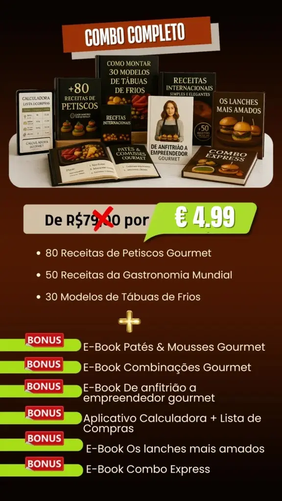 Oferta completa do Mapa dos Petiscos com +160 receitas, bônus exclusivos e garantia de 7 dias